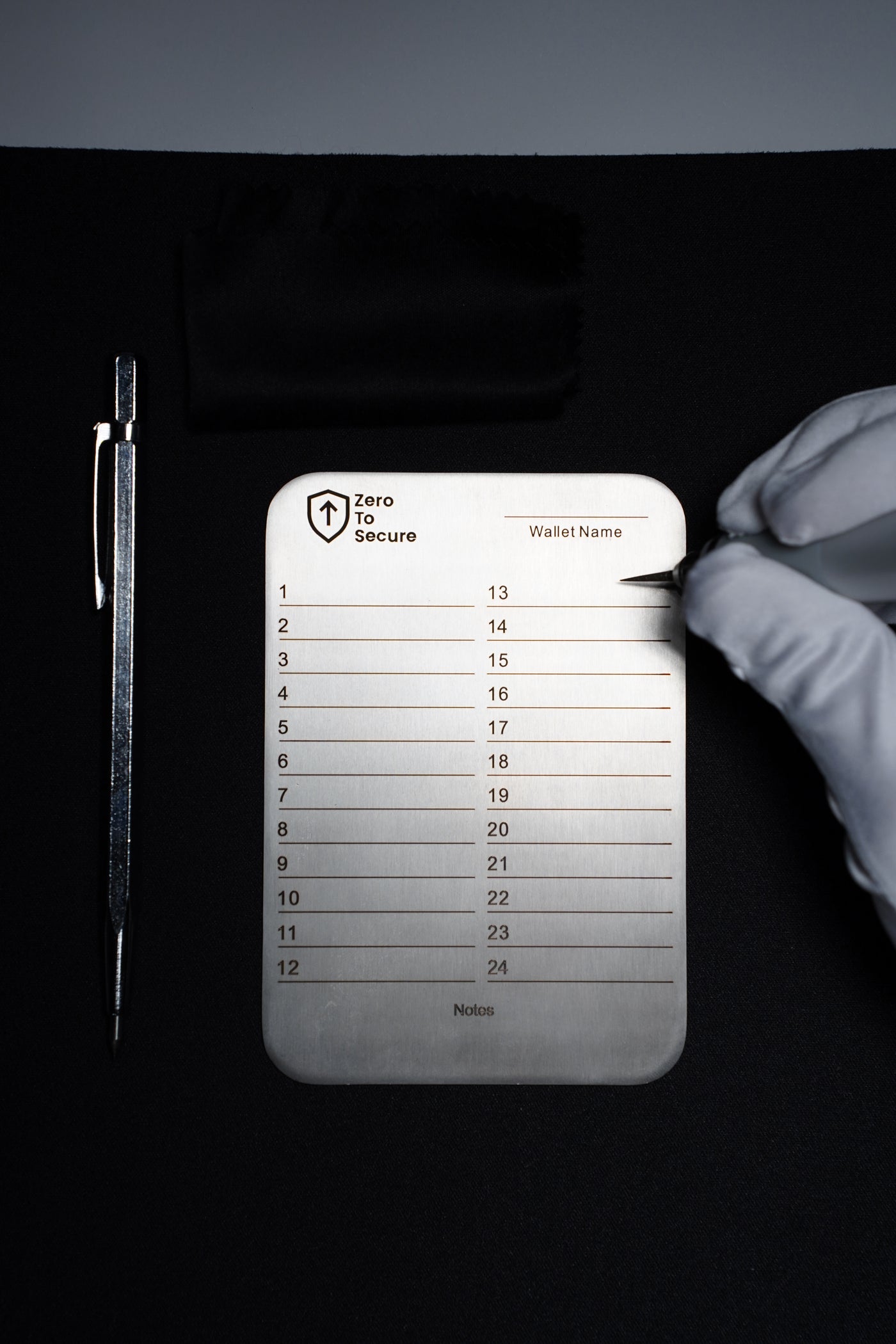 Zero To Secure recovery key kit prepared for secure storage